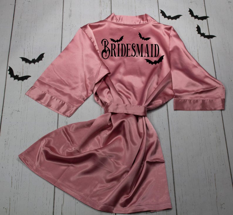 Bridal Bats Robe, Bridesmaid robes, Gothic Bridal Party,Gothic Bride dressing gown, Getting Ready Robe ,Plus Size Robes image 2
