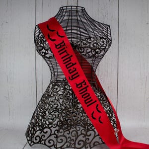 Birthday Ghoul Sash: Gothic Party Wear (Adjustable, Plus Size)