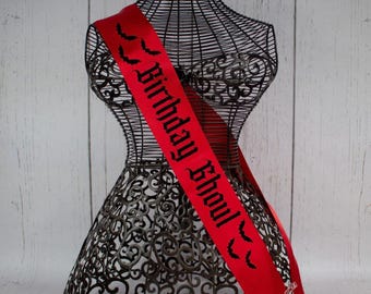 Birthday Ghoul Sash: Gothic Party Wear (Adjustable, Plus Size)