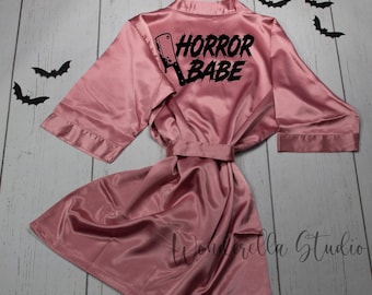 Horror Babe Slasher Robe, Halloween Lover, Gothic Alternative Robe, Getting Ready Robe, Plus Size Robe, Customized Robe