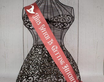 This Witch Is Getting Hitched Bachelorette, bachelorette sash, Gothic Bridal Custom Sash, Witch bride bachelorette , Halloween Bridal Party