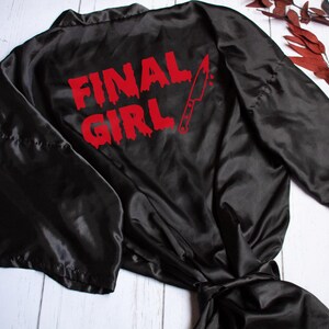 Final Girl Slasher Robe, Halloween Wedding, Gothic Bride Robe, Getting Ready Robe, Plus Size Robe, Customized Robe image 2
