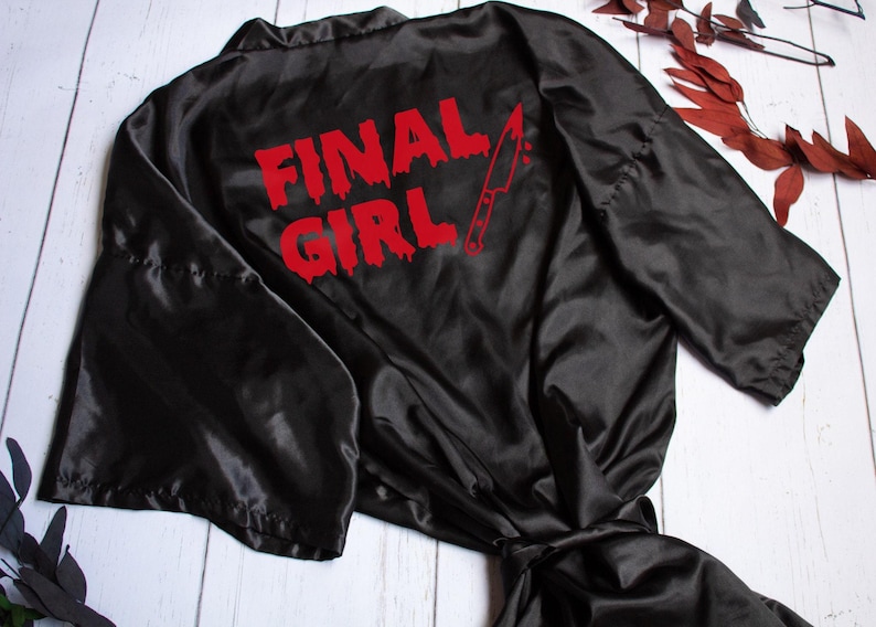 Final Girl Slasher Robe, Halloween Wedding, Gothic Bride Robe, Getting Ready Robe, Plus Size Robe, Customized Robe image 2