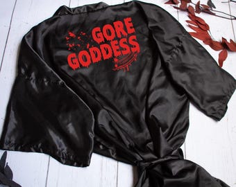 Gore Goddess Robe, Halloween Lover, Gothic Alternative Robe, Getting Ready Robe, Plus Size Robe, Customized Robe