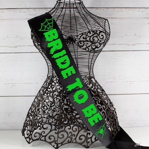 Halloween Bride to BeSash, Gothic/Emo Bride Sash, bachelorette sash, Gothic Bridal Party Sash ,Goth Custom Sash, Halloween wedding decor