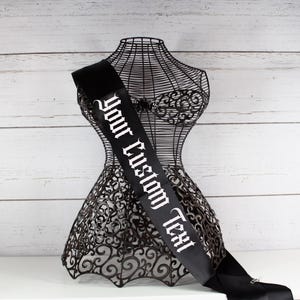 Gothic Custom Text Sash, Brides Coven Sash, bachelorette sash, Gothic Party Sash ,Goth Custom Sash, Emo Sash