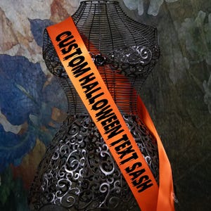 Halloween Custom Text Sash, Costume Contest Sash, Halloween costume Accesory Sash, Gothic Party Sash ,Goth Custom Sash, Emo Sash