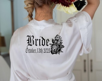 Bride Gothic Rose Robe, Till death bachelorette robe, Gothic Bridal Party, Gothic Bride, Getting Ready Robe, Plus Size Robe, Romantic Goth