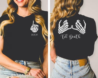 Til&#39; Death Bride Shirt, Engaged Gothic Sweater. Alternative Wedding Décor, Engagement Gift, Halloween Wedding