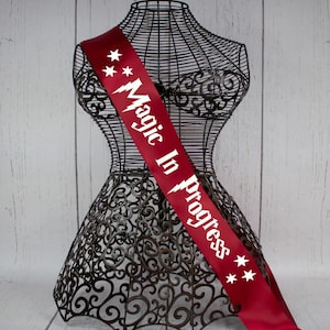 Magic In Progress HP Sash, Mom to Be Sash, Custom Alternative sash, Magical Baby Shower Sash ,Baby Wizard Brewing