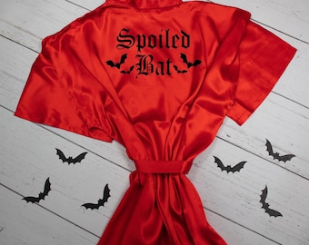 Spoiled Bat Robe, Halloween Lover Gift, Gothic Alternative Robe, Getting Ready Robe, Plus Size Robe, Customized Robe