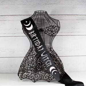 Birthday Witch With Moons Sash,Coven Sash, Gothic Birthday Party Sash,goth party sash  , Halloween Party,Custom Sash