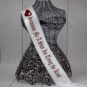 Summon Me a Shot Im Tying the knot Sash, Hen party Sash, bachelorette sash, Gothic Bridal Sash ,Goth Custom Sash, Halloween wedding decor