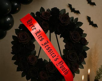 Here Lies my Youth Sash, Death to my Twenties Sash,  30th birthday sash, Gothic Party Sash ,Goth Custom Sash