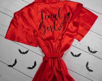 Final Girl Slasher Robe, Halloween Wedding, Gothic Bride Robe, Getting Ready Robe, Plus Size Robe, Customized Robe