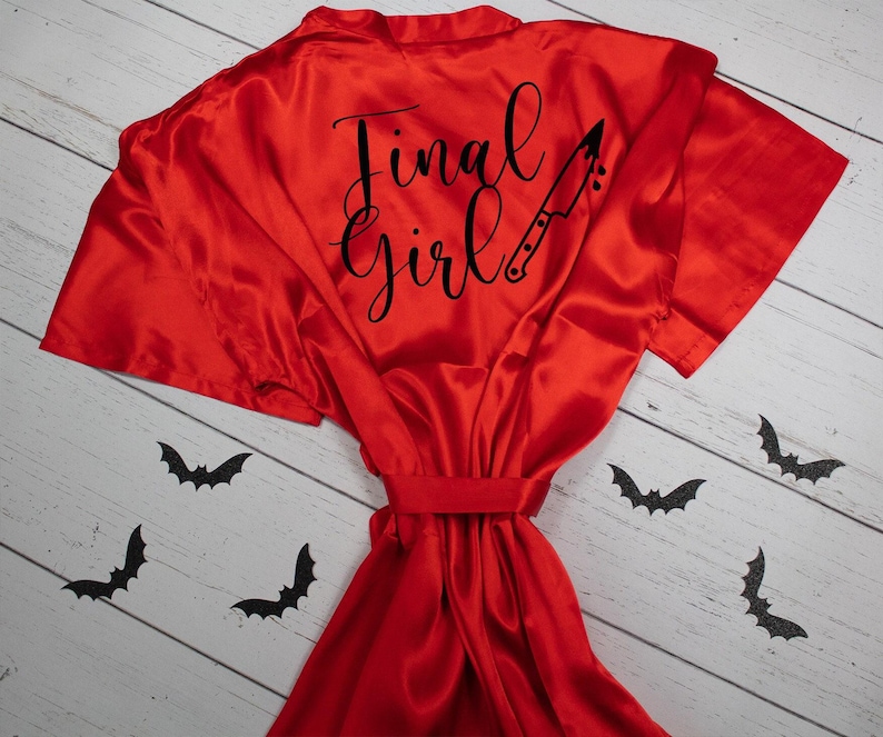 Final Girl Slasher Robe, Halloween Wedding, Gothic Bride Robe, Getting Ready Robe, Plus Size Robe, Customized Robe image 1