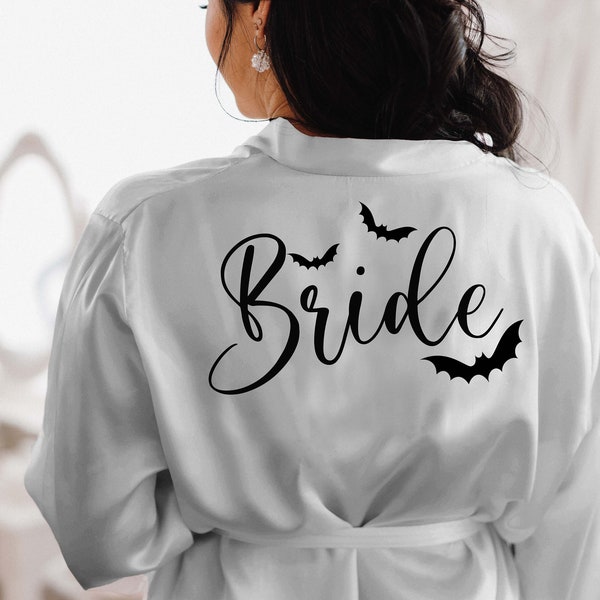 Bridal  Bats Robe, Bridesmaid robes, Gothic Bridal Party,Gothic Bride dressing gown, Getting Ready Robe ,Plus Size Robes
