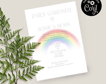 LGBT Rainbow Wedding Invitation, Wedding Invitation Template, Prism