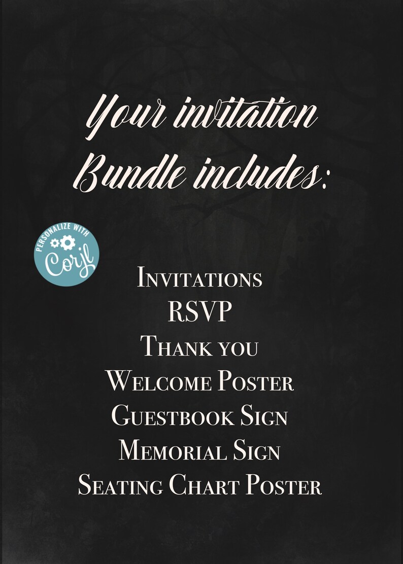 Downloadable Wedding Invitation Suite, Moody Wedding Invitations, Printable Wedding Sign Bundle ...