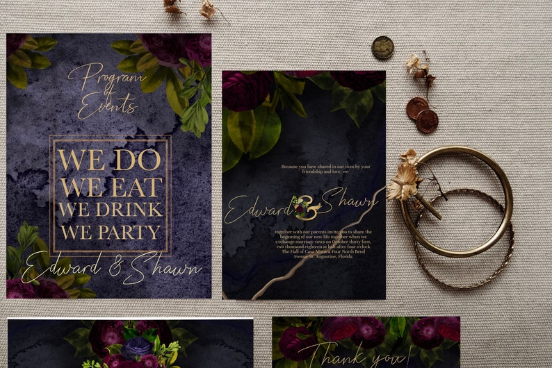 Moody Wedding Invitations Printable Wedding Sign Bundle - Etsy