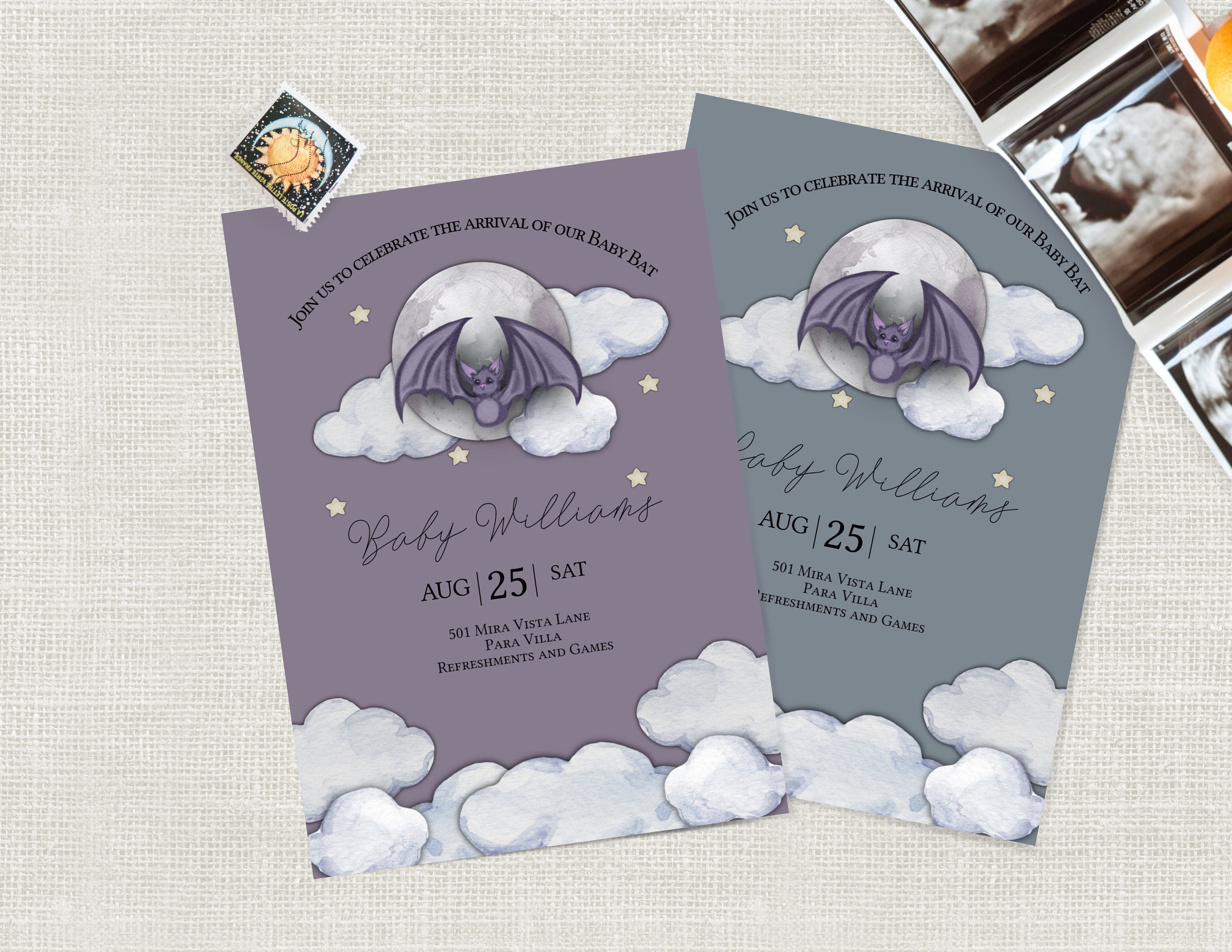 Baby Bat Baby Shower Invitation Bat Theme Baby Shower Etsy