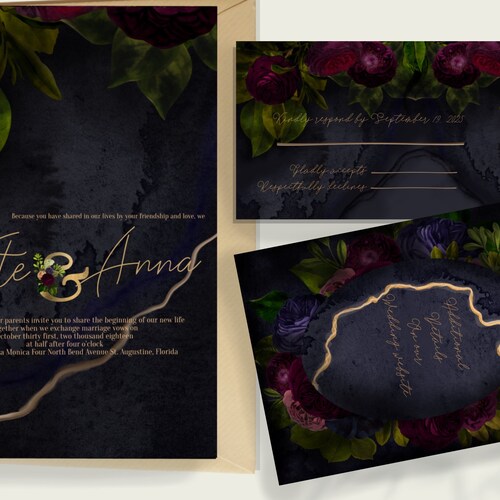 Moody Wedding Invitations Printable Wedding Sign Bundle - Etsy