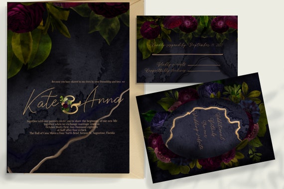 Moody Wedding Invitations Printable Wedding Sign Bundle - Etsy