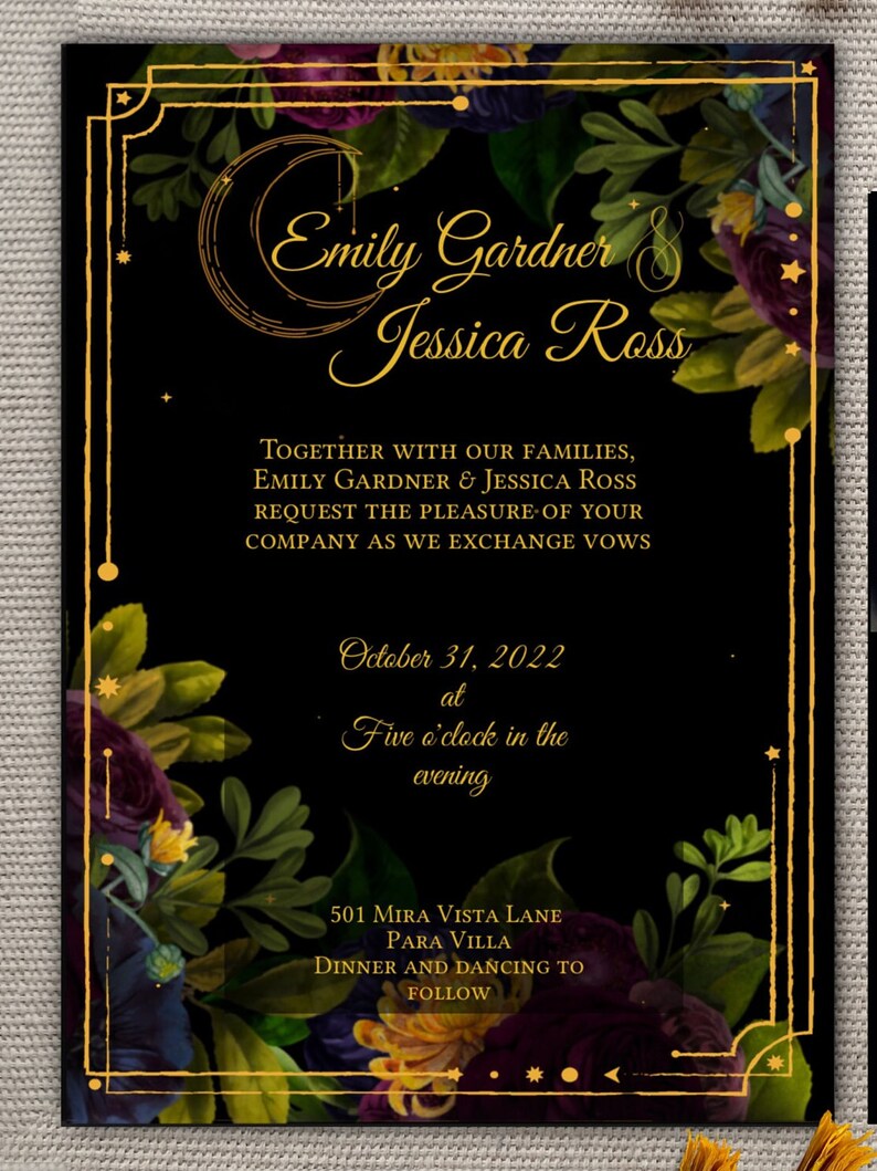 Moody Jewel Tone Wedding Invitation Template Editable Wedding - Etsy