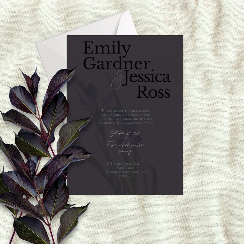 Dark &amp; Moody Wedding Invitation Wedding Invitation Template - Etsy