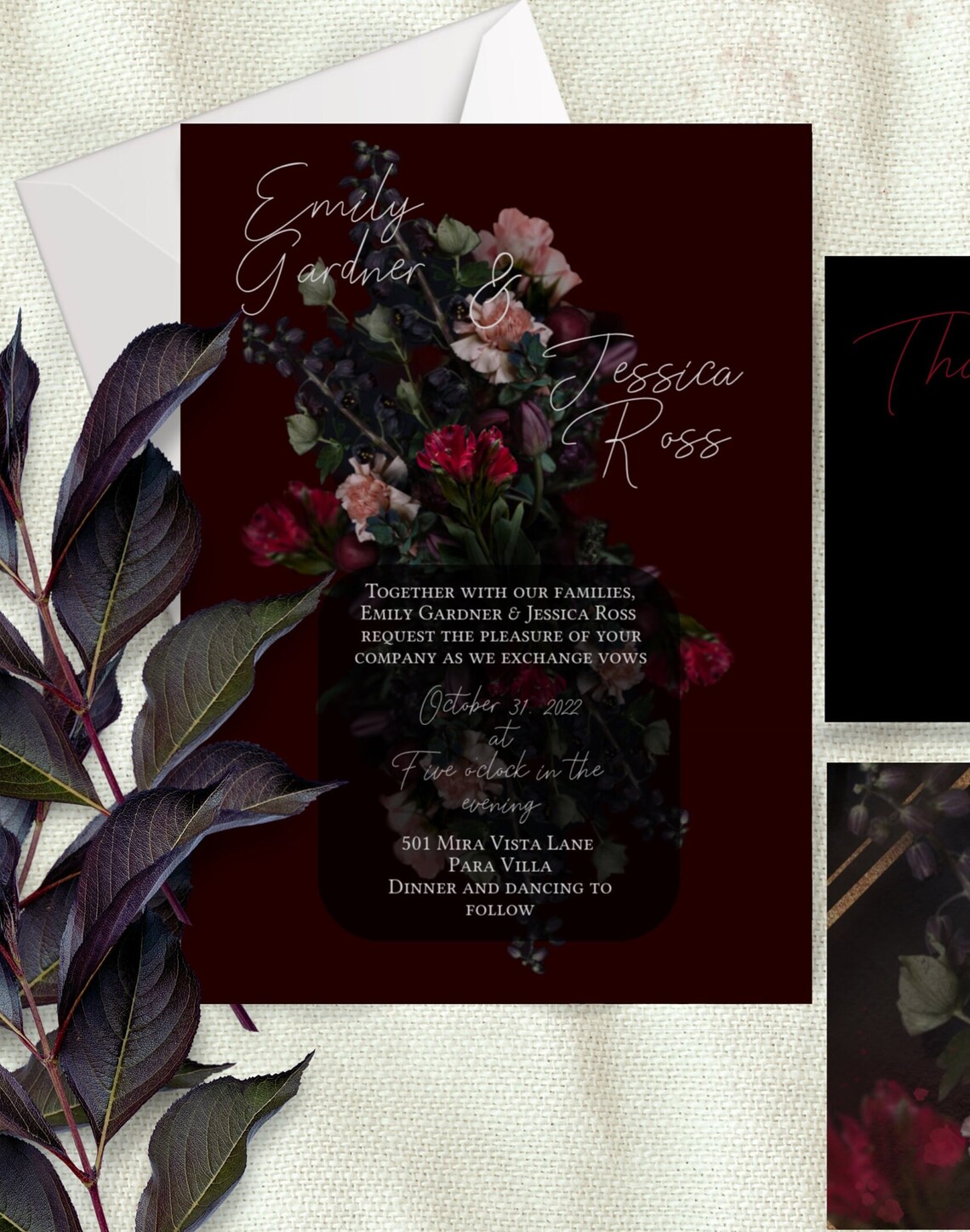 Dark &amp; Moody Wedding Invitation, Wedding Invitation Template Bundle ...