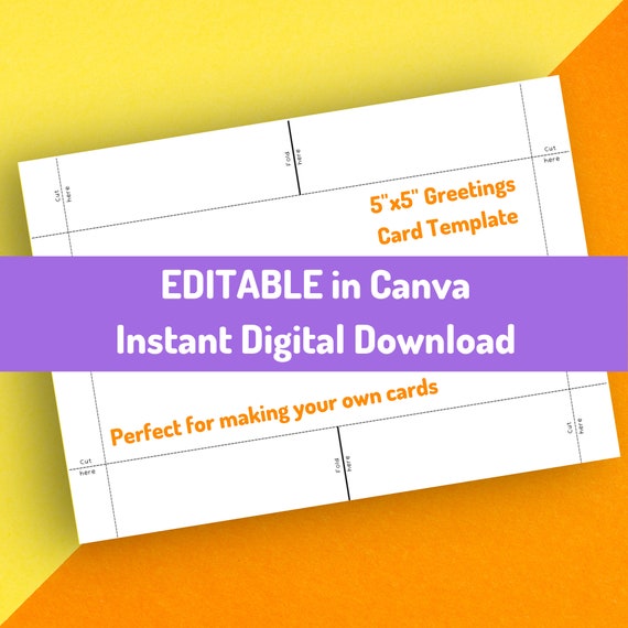 Editable Greetings Card Template 5x5 A4 Canvas Size DIY - Etsy