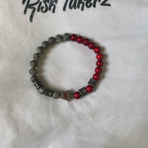 Rotes und graues Hamsa Armband | Etsy