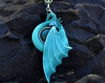 Fantasy Jewelry Necklace: Handmade Dragon Pendant