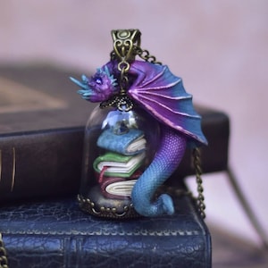 Book Dragon Necklace: Handmade Fantasy Pendant