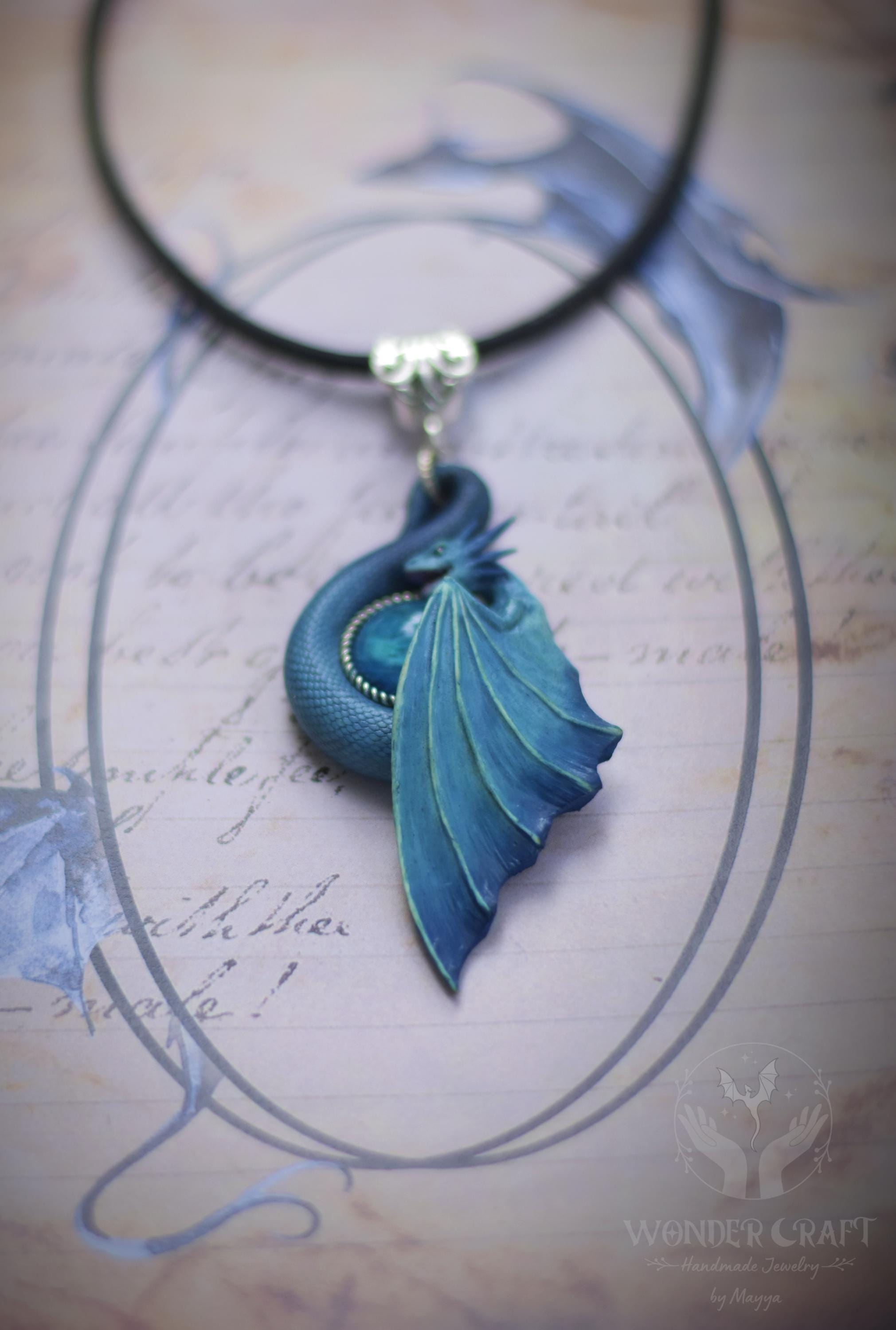 Blue Enamel Crystal Dragon Pendant Necklace – Cute Holiday Gift, Alloy & Crystal
