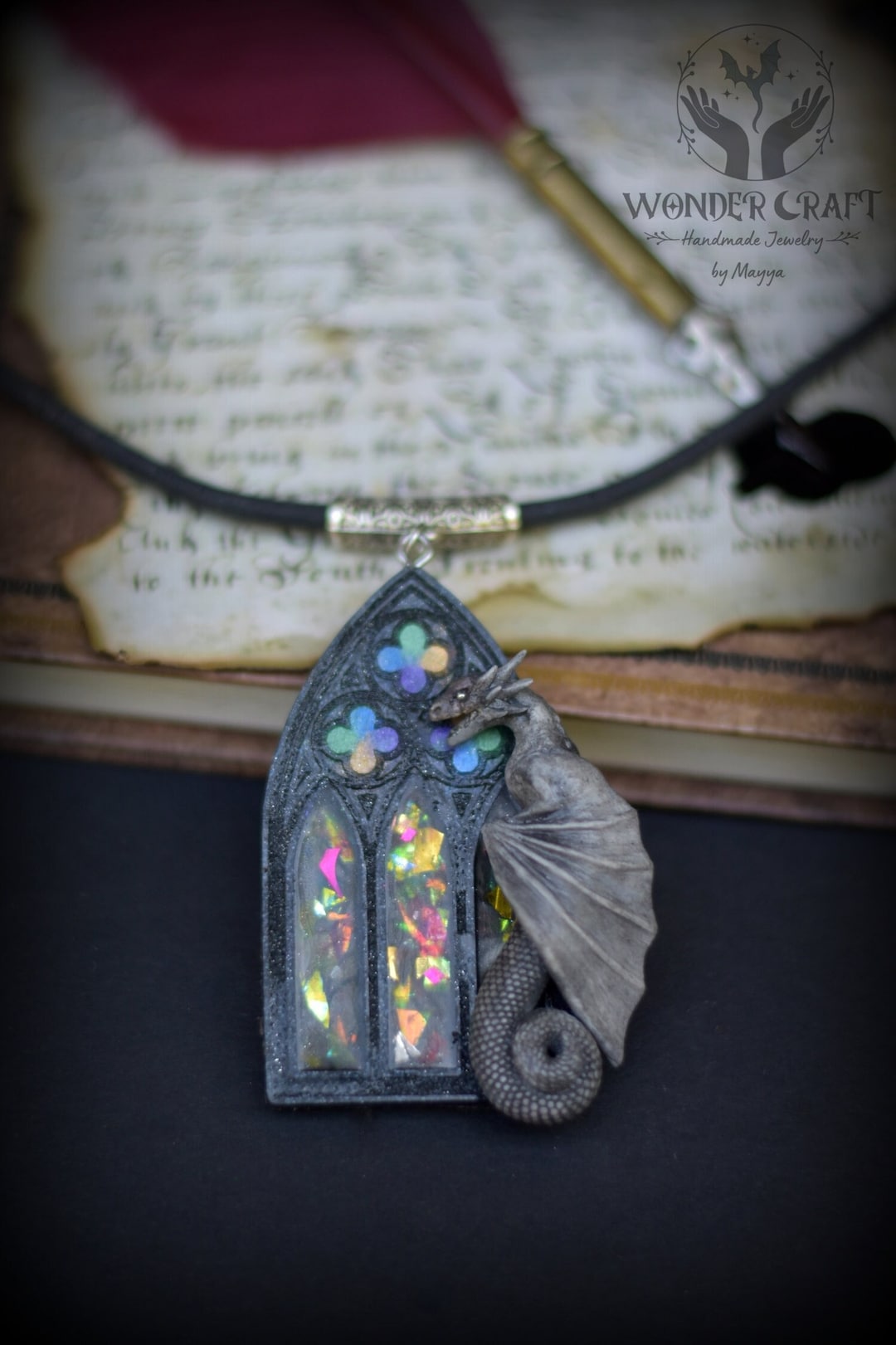 MOSTORY Woodland Ren Faire Necklace - Green Beaded Crystal