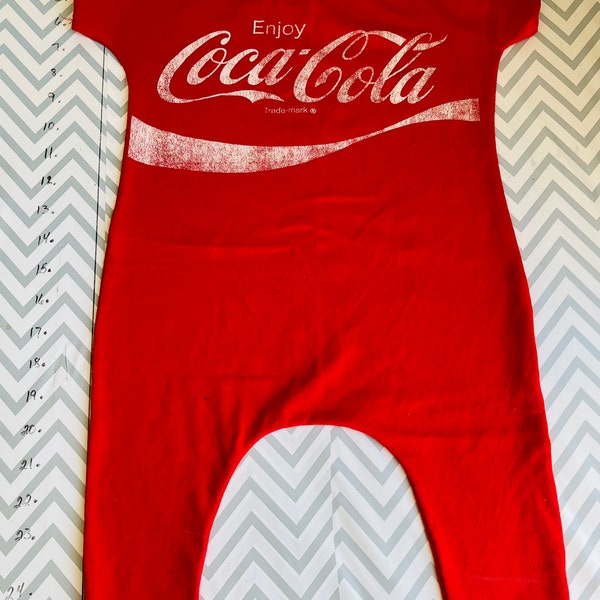 Vintage Coke Tshirt, Coke Up cycled Tshirt romper, Unisex Tshirt romper Sz 2T