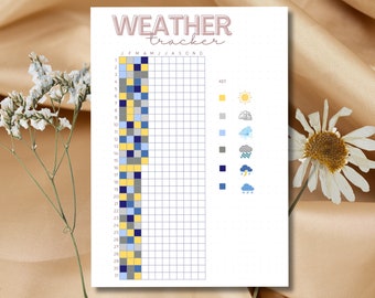Weather Tracker, Printable Tracker, A5 Journal, Digital File, Yearly Weather Tracker, Daily Tracker, Mood Tracker, Printable Weather Tracker