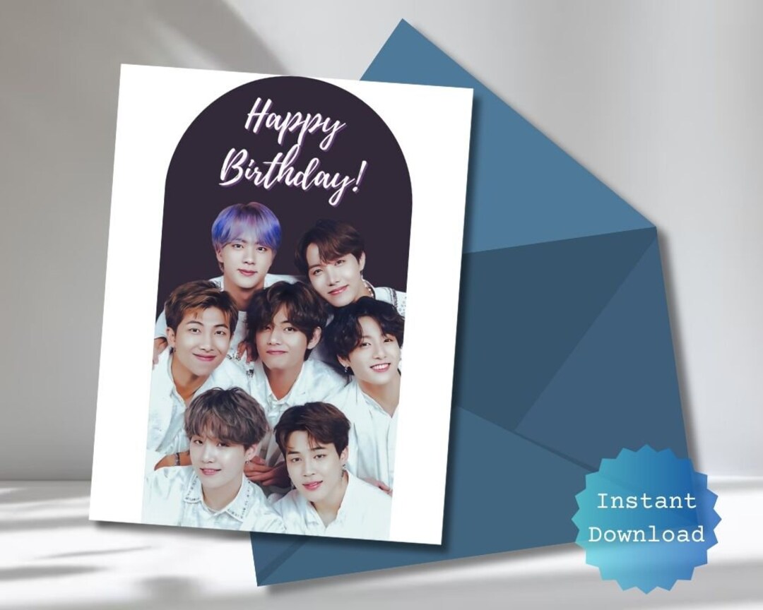 Happy Birthday Card BTS Happy Birthday Card Bts Printable - Etsy