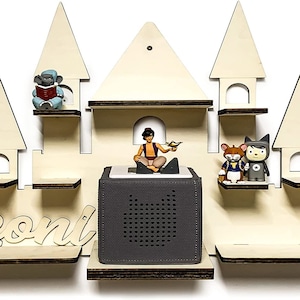 DIY Regal Schloss für die Musikbox passend für Toniebox Kinder Zimmer zum selbst bemalen mit Wunschname individuelles Geschenk Tonie Box