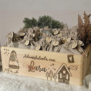 Personalized Advent Calendar Gnome Individual Advent Box Advent Calendar Personalized Name Wood Christmas Advent Name