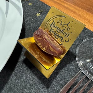 Bismillah gold Ramadan date holder for Eid fast breaking Ramazan fast breaking Mubarak Kareem dates 4 pieces Islam calligraphy