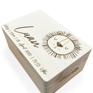 Regalo de nacimiento león bautismo caja de nacimiento caja de memoria arco iris caja de madera caja memorial nacimiento mamá papá bebé niña niño