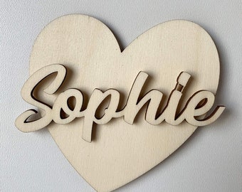 DRYSSON Custom Name Wooden Letter Baby Name Nursery Door Wall Decoration Child Sign Heart Wooden Letter Children Room Individual