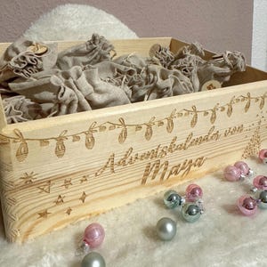 Personalized wooden advent calendar, fillable advent box for children, DIY advent calendar personalized with name
