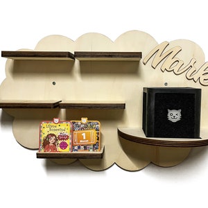 DIY Regal mit Wunschamen Wolke passend für die Tiger Box Tigerbox Musikbox zum bemalen Tigerboxregal Kinder Zimmer Wunschname personalisiert