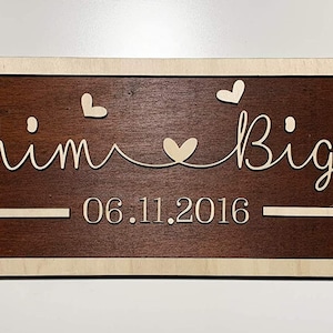 Individual wooden sign as a gift for wedding anniversary Valentine&#39;s Day personalized Welcome anniversary wooden silver