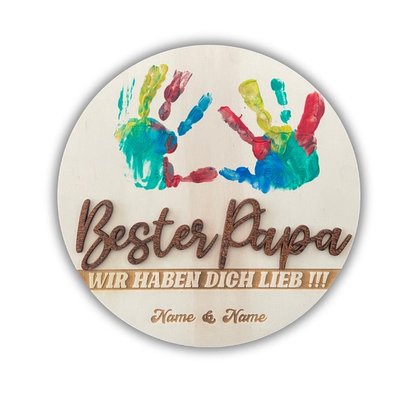 DRYSSON Regalo fai da te Migliore impronta della mano di papà per papà per la festa del papà Regalo per la festa del papà Compleanno Personalizzato Legno personalizzato