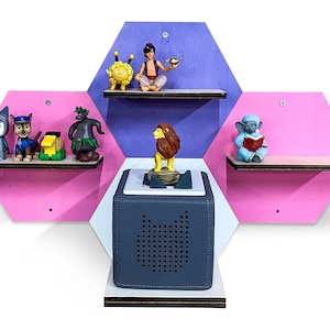 DIY Tonie Box Regal mit Wunschamen Hexagon passend für die Toniebox zum bemalen Tonieregal Tonie Box Regal Kinder Zimmer