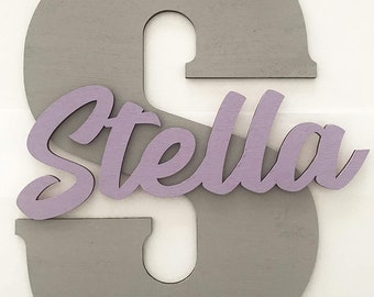 Door sign custom name capital letter wooden letter baby name children's room door wall decoration child sign wooden letter